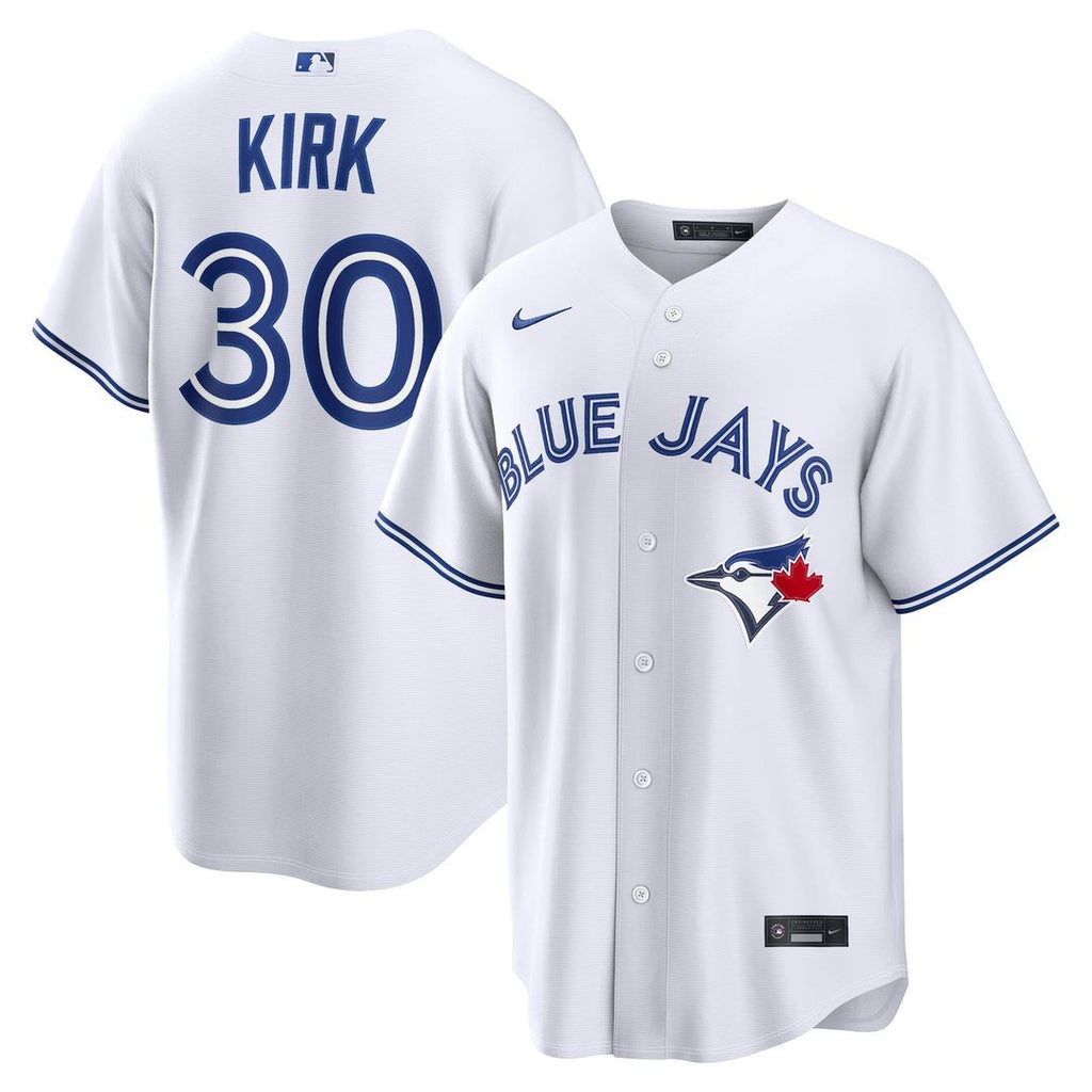 Toronto Blue Jays Alejandro Kirk Nike White Home Replica Jersey product image 1, provided for visual reference and product
