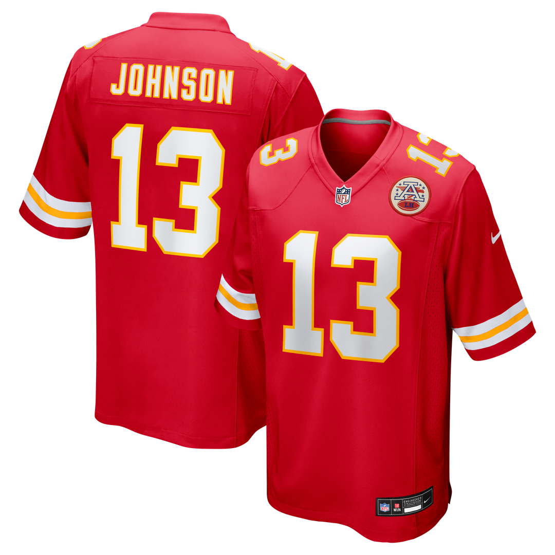 Kansas City Chiefs Nazeeh Johnson Nike Red Game Player Jersey product image 1, provided for visual reference and product
