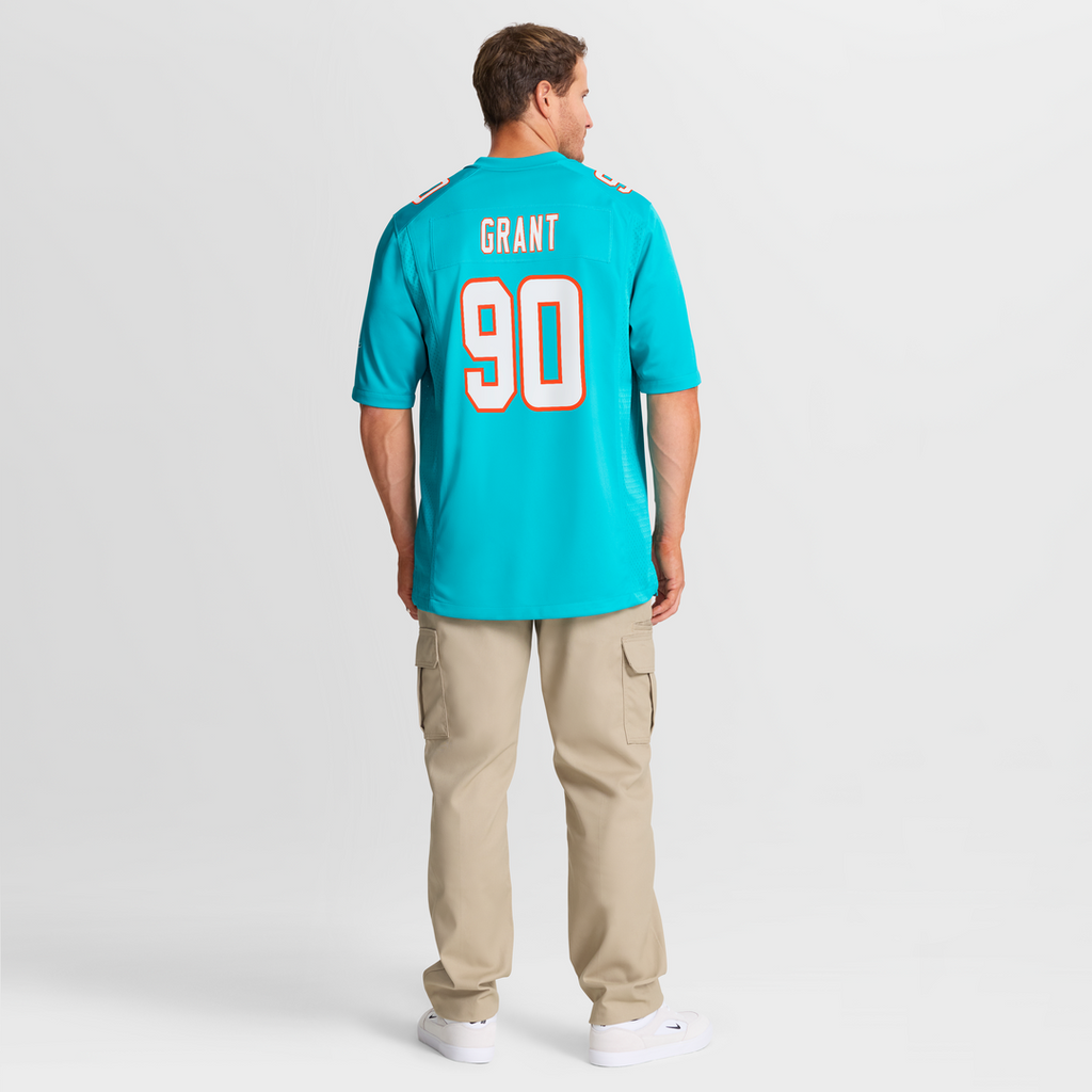 Miami Dolphins Kenneth Grant Nike Aqua Team Game Jersey product image 8, provided for visual reference and product detail