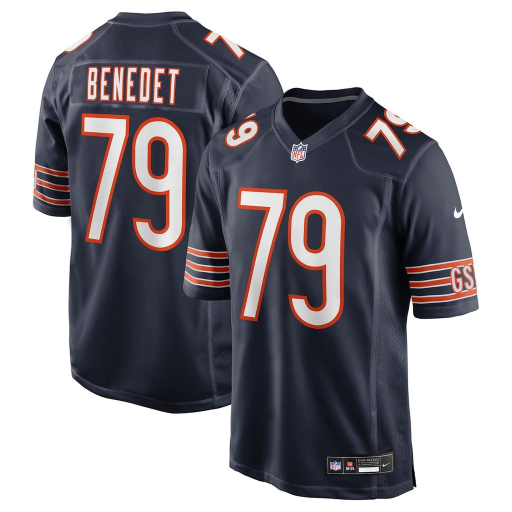 Chicago Bears Theo Benedet Nike Navy Team Game Jersey product image 1, provided for visual reference and product detail