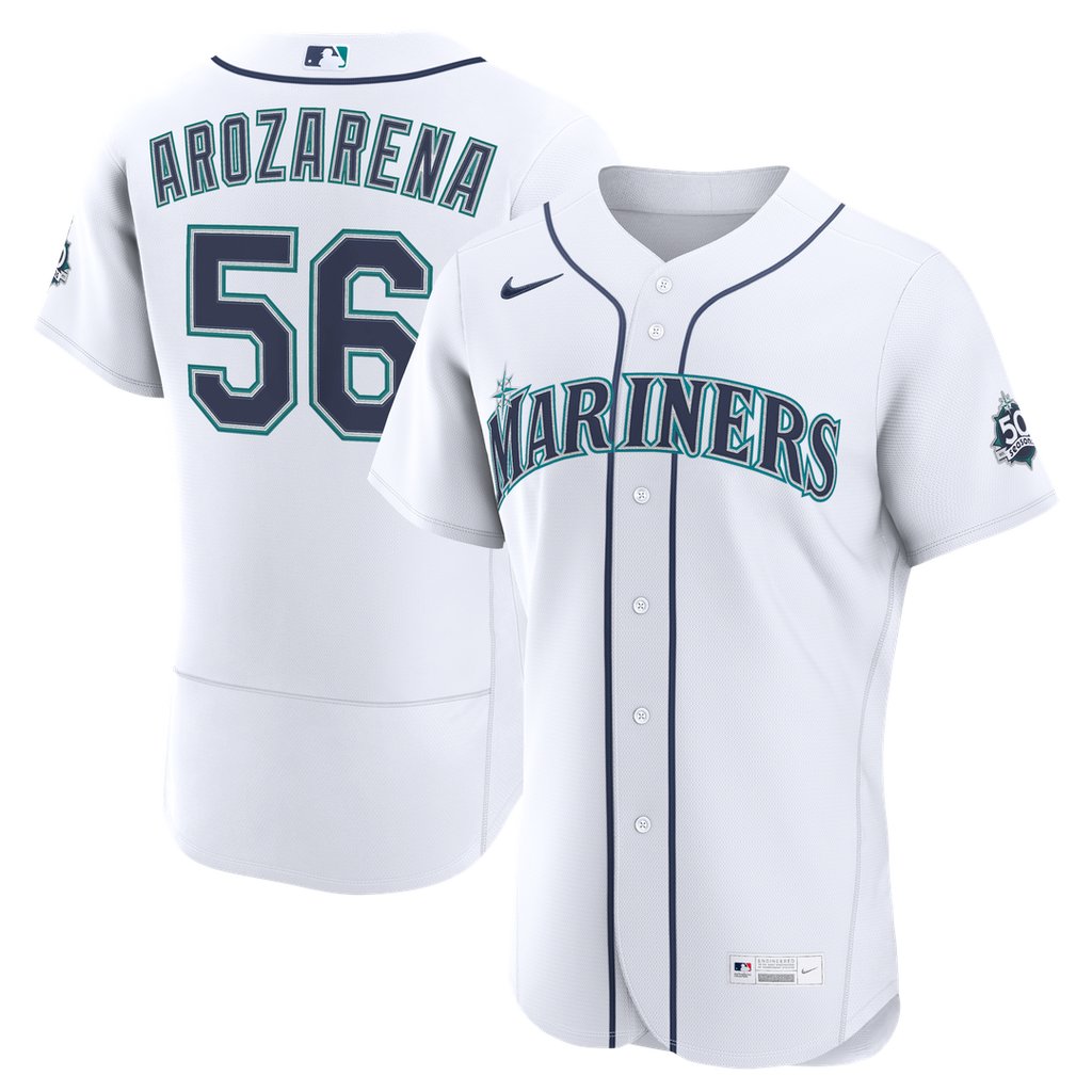 Seattle Mariners Randy Arozarena Nike White Home 50th Season Authentic Jersey product image 1, provided for visual reference