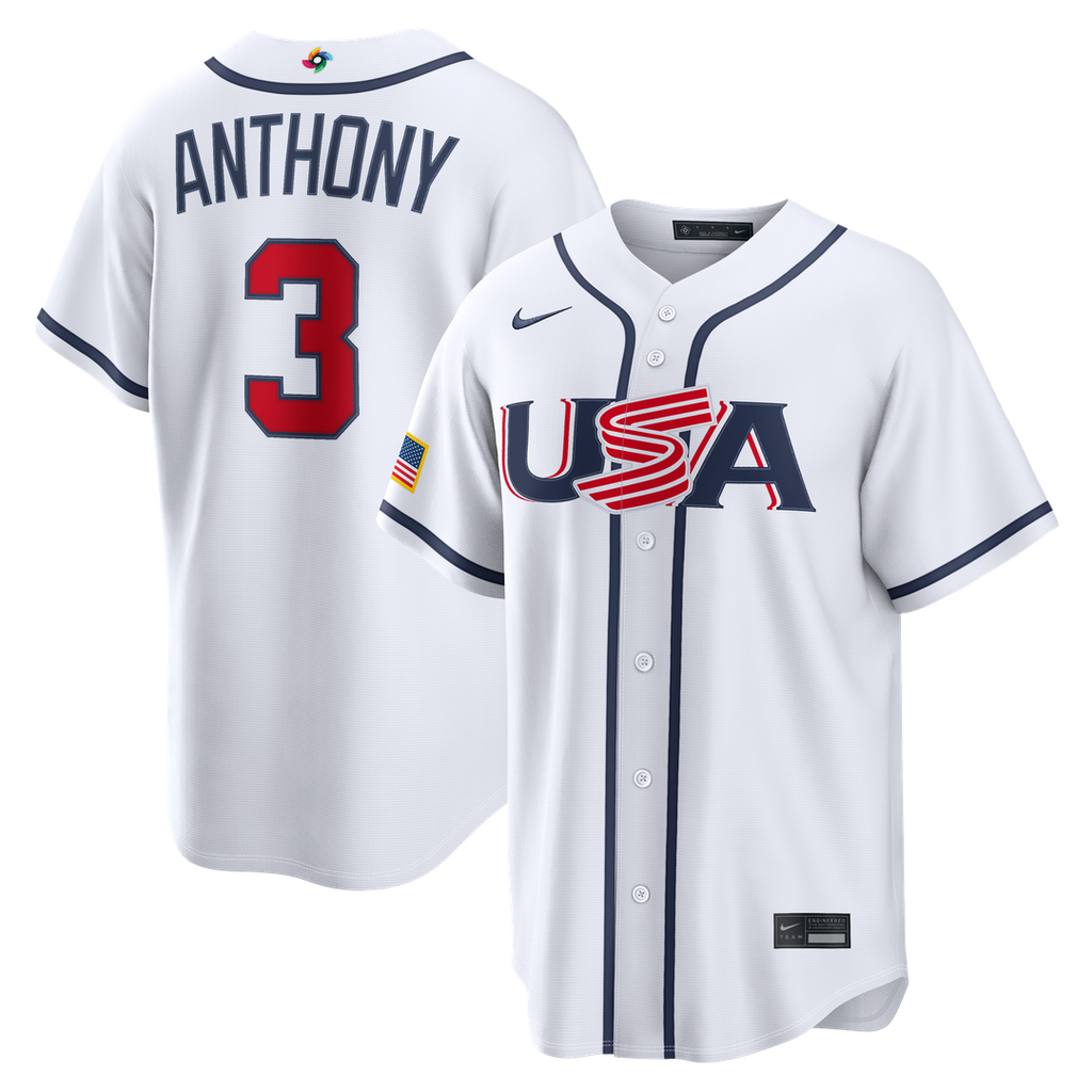USA Baseball Roman Anthony Nike White 2026 World Baseball Classic Home Stadium Jersey product image 1, provided for visual