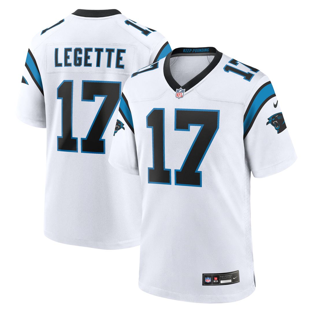 Carolina Panthers Xavier Legette Nike White Game Jersey product image 1, provided for visual reference and product detail