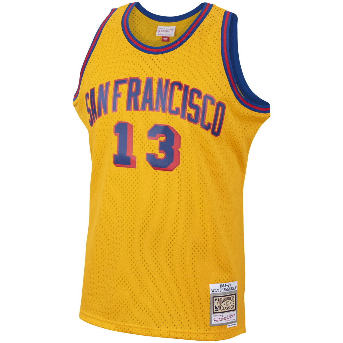 Mitchell & Ness Wilt Chamberlain Gold San Francisco Warriors 1962-63 Hardwood Classics Swingman Jersey product image 3,
