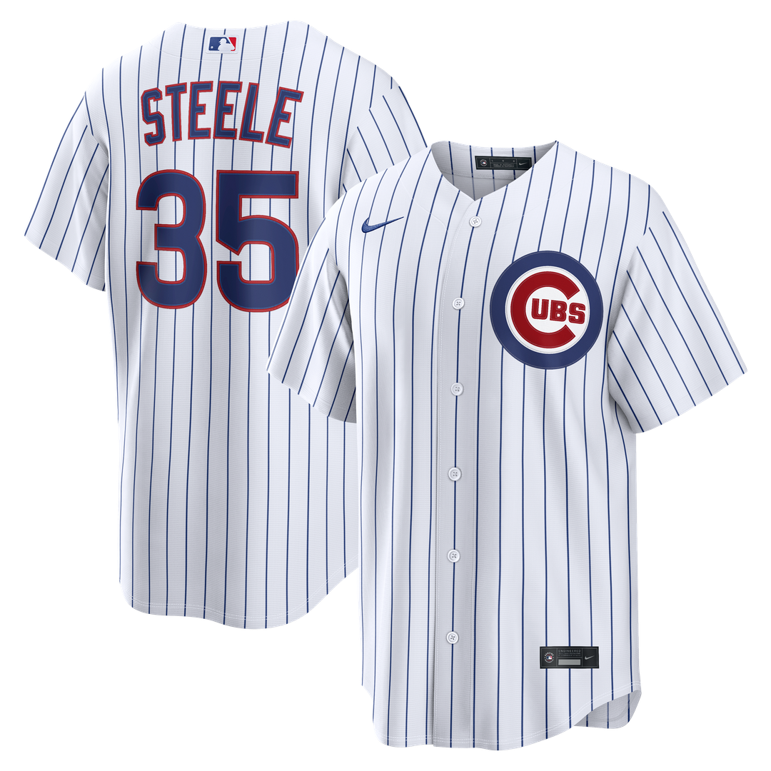 Chicago Cubs Justin Steele Nike White Home Replica Jersey product image 1, provided for visual reference and product detail