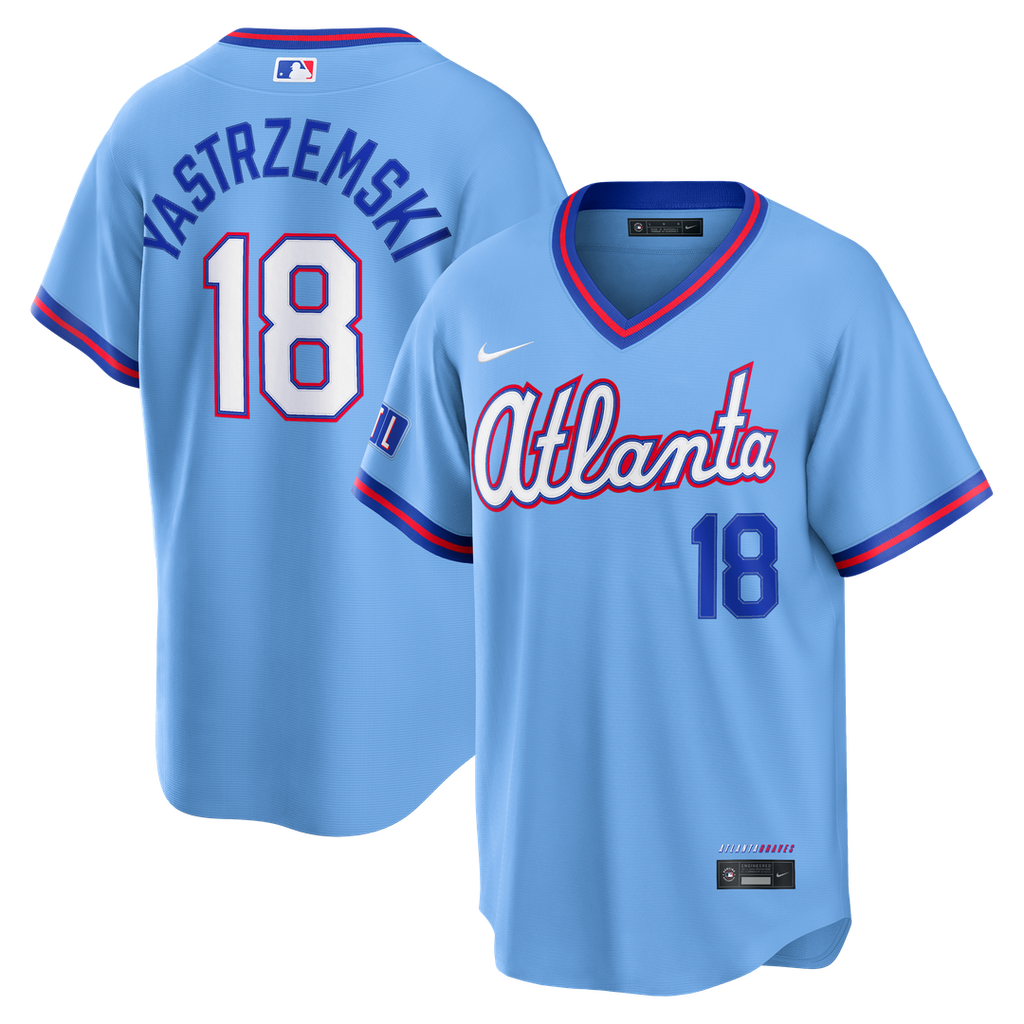 Atlanta Braves Mike Yastrzemski Nike Powder Blue 2026 City Connect Stadium Jersey product image 1, provided for visual