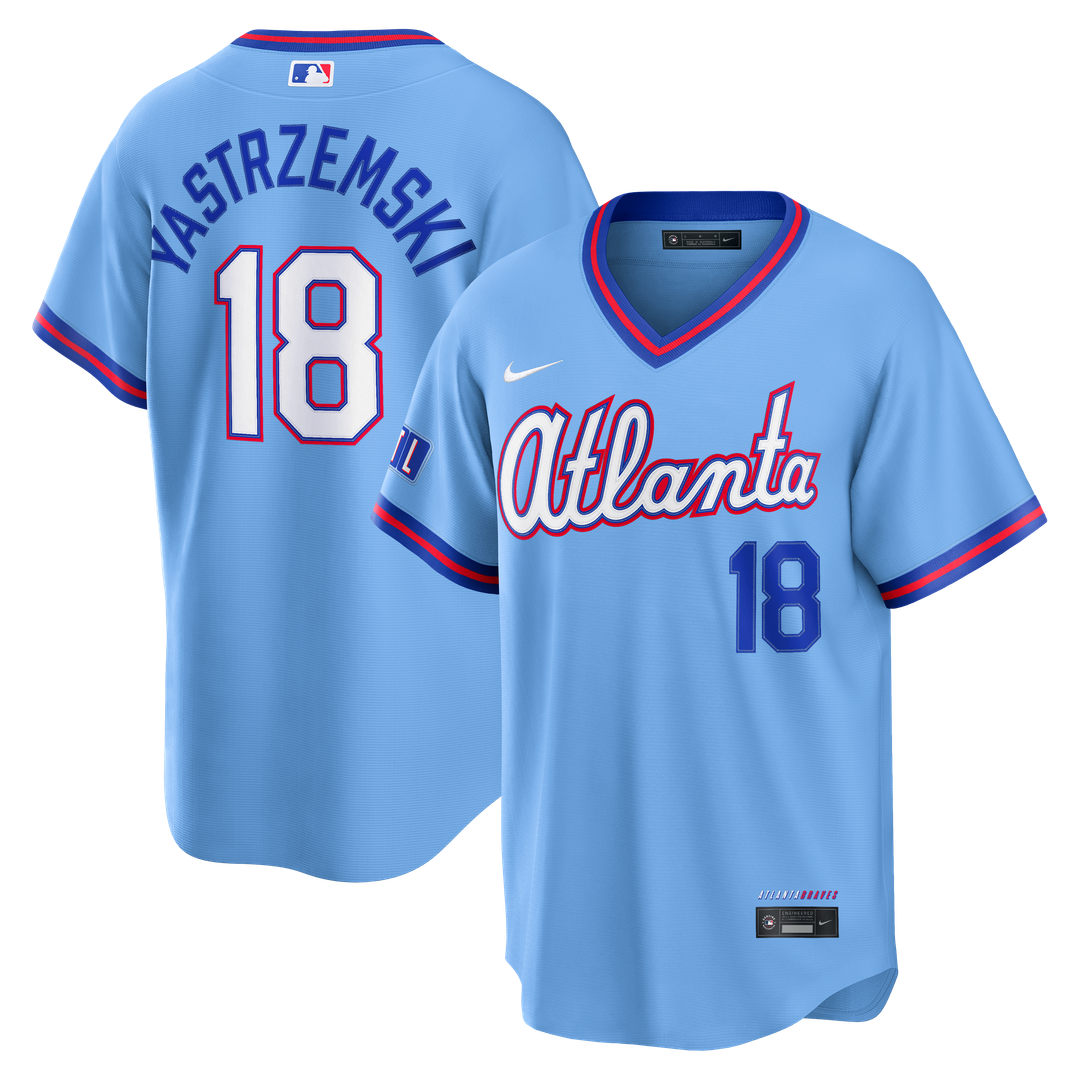 Atlanta Braves Mike Yastrzemski Nike Powder Blue 2026 City Connect Stadium Jersey product image 1, provided for visual