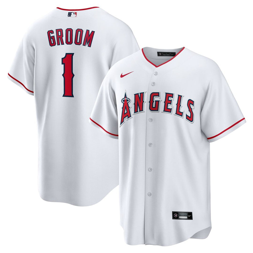 Los Angeles Angels Nike White #1 Groom Home Replica Jersey product image 1, provided for visual reference and product detail