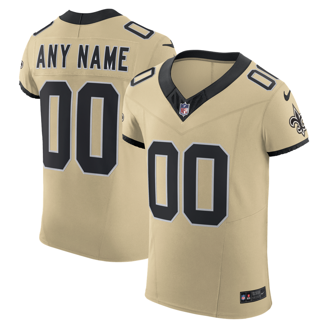 New Orleans Saints Nike Gold Alternate Vapor F.U.S.E. Elite Custom Jersey product image 1, provided for visual reference and