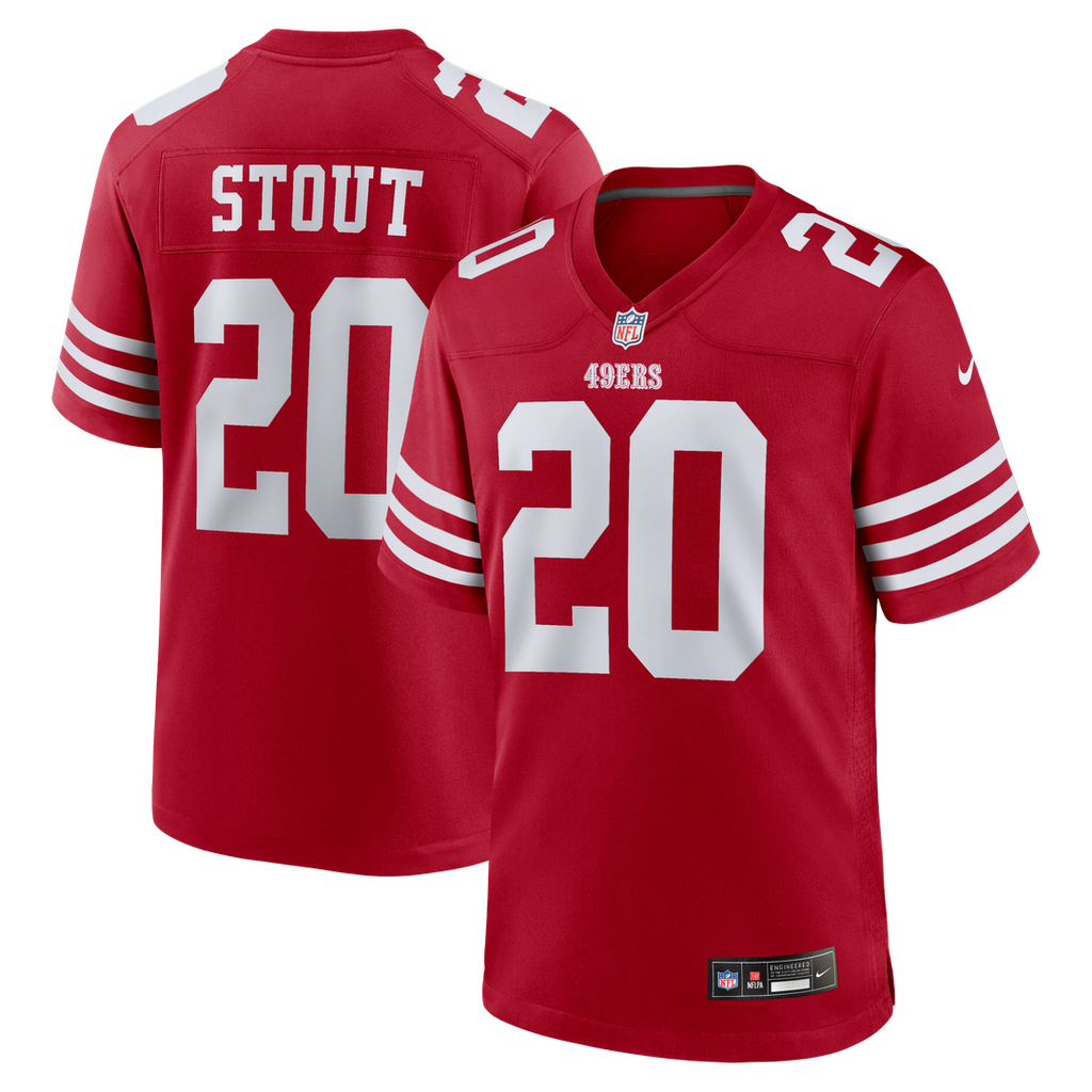 San Francisco 49ers Upton Stout Nike Scarlet Team Game Jersey product image 1, provided for visual reference and product