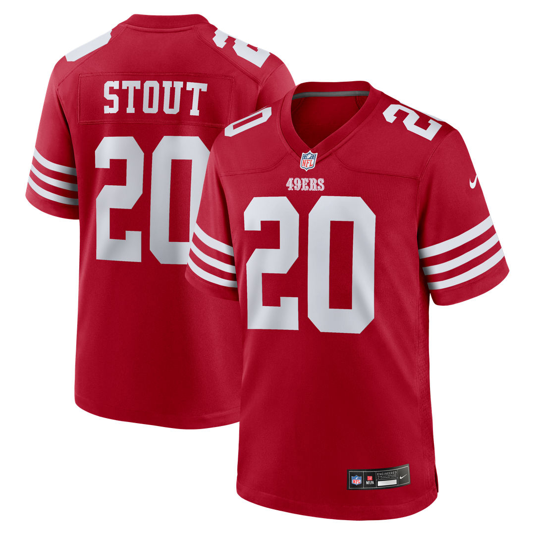 San Francisco 49ers Upton Stout Nike Scarlet Team Game Jersey product image 1, provided for visual reference and product