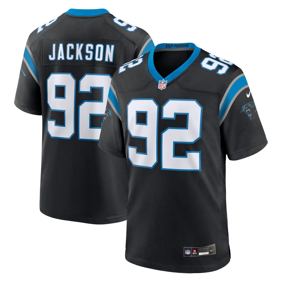 Carolina Panthers Cam Jackson Nike Black Team Game Jersey product image 1, provided for visual reference and product detail