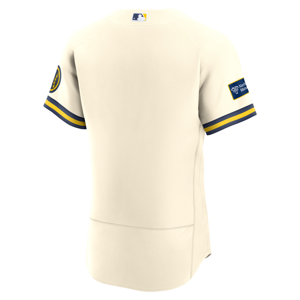 Milwaukee Brewers Nike Cream Home Sponsor Patch Authentic Jersey product image 3, provided for visual reference and product