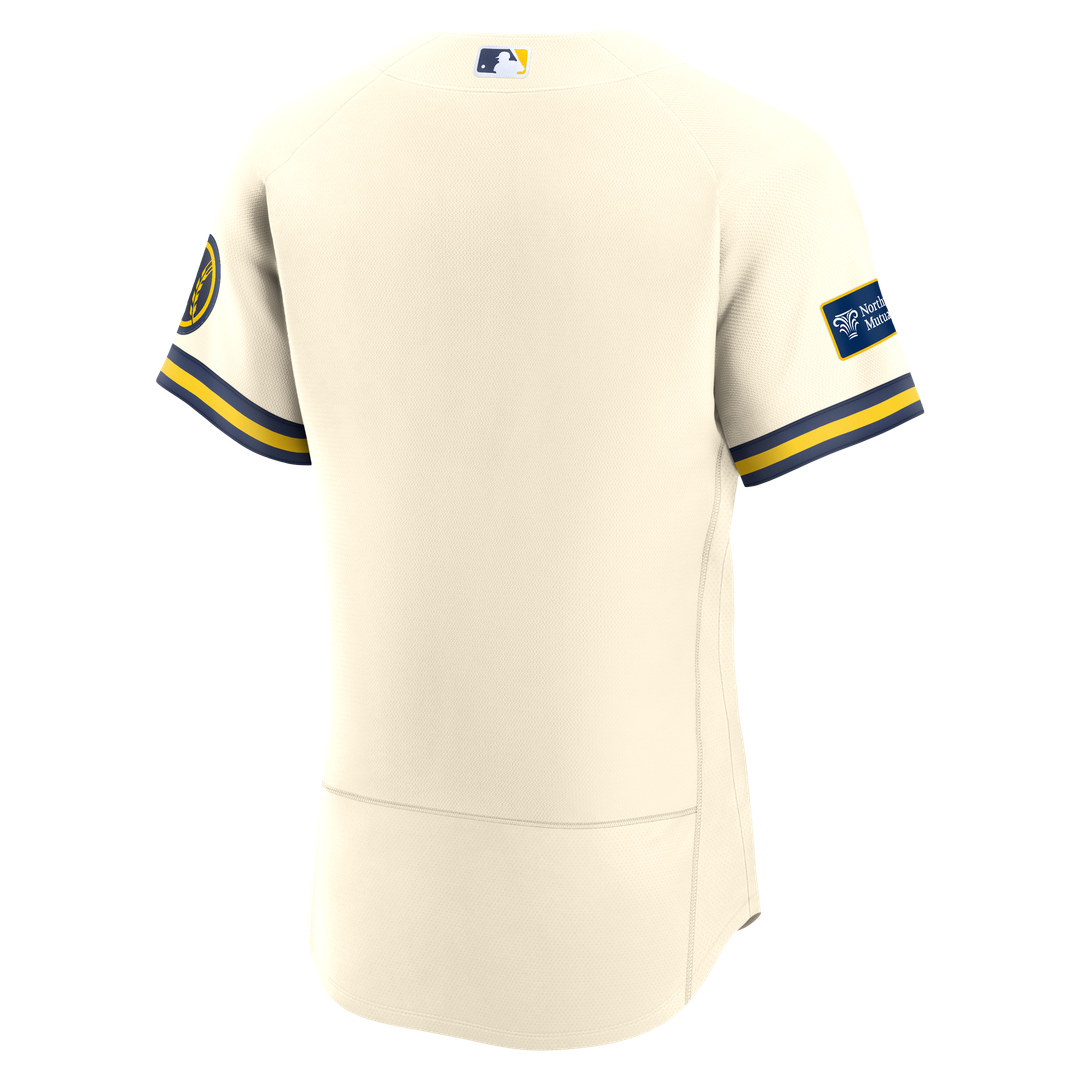 Milwaukee Brewers Nike Cream Home Sponsor Patch Authentic Jersey product image 3, provided for visual reference and product