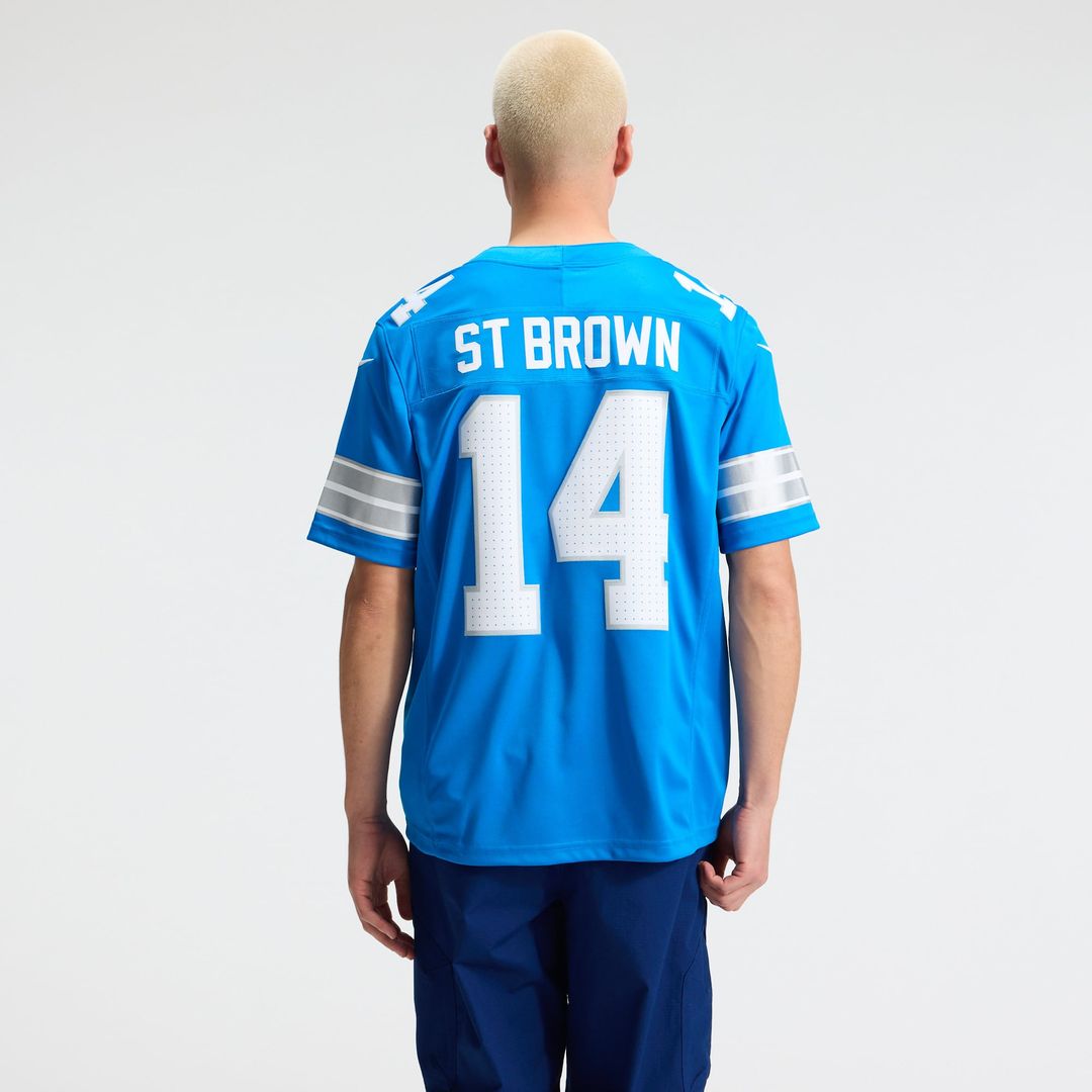 Detroit Lions Amon-Ra St. Brown Nike Blue Team Vapor F.U.S.E. Stitched Limited Jersey product image 3, provided for visual