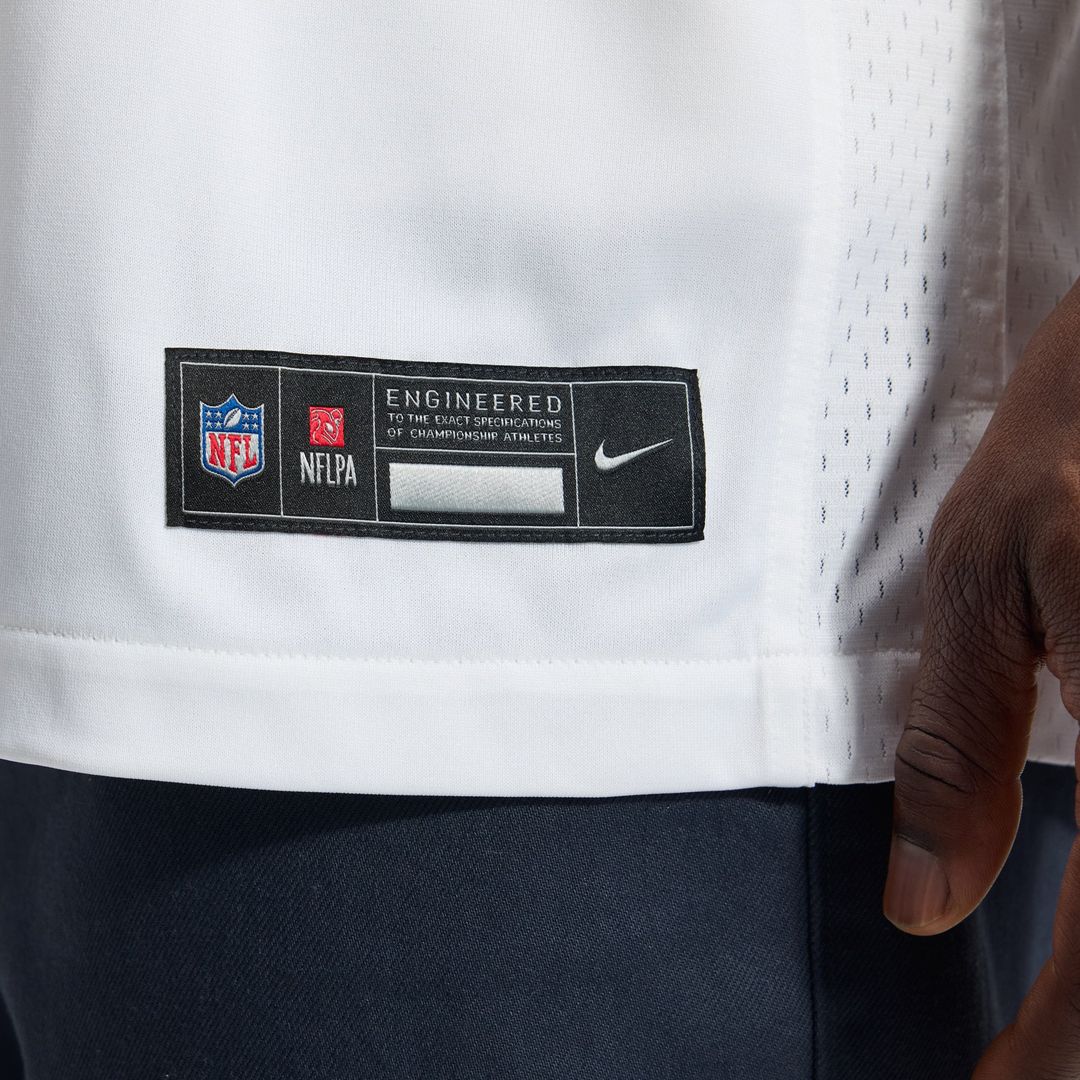 San Francisco 49ers Christian McCaffrey Nike White Game Player Jersey product image 12, provided for visual reference and