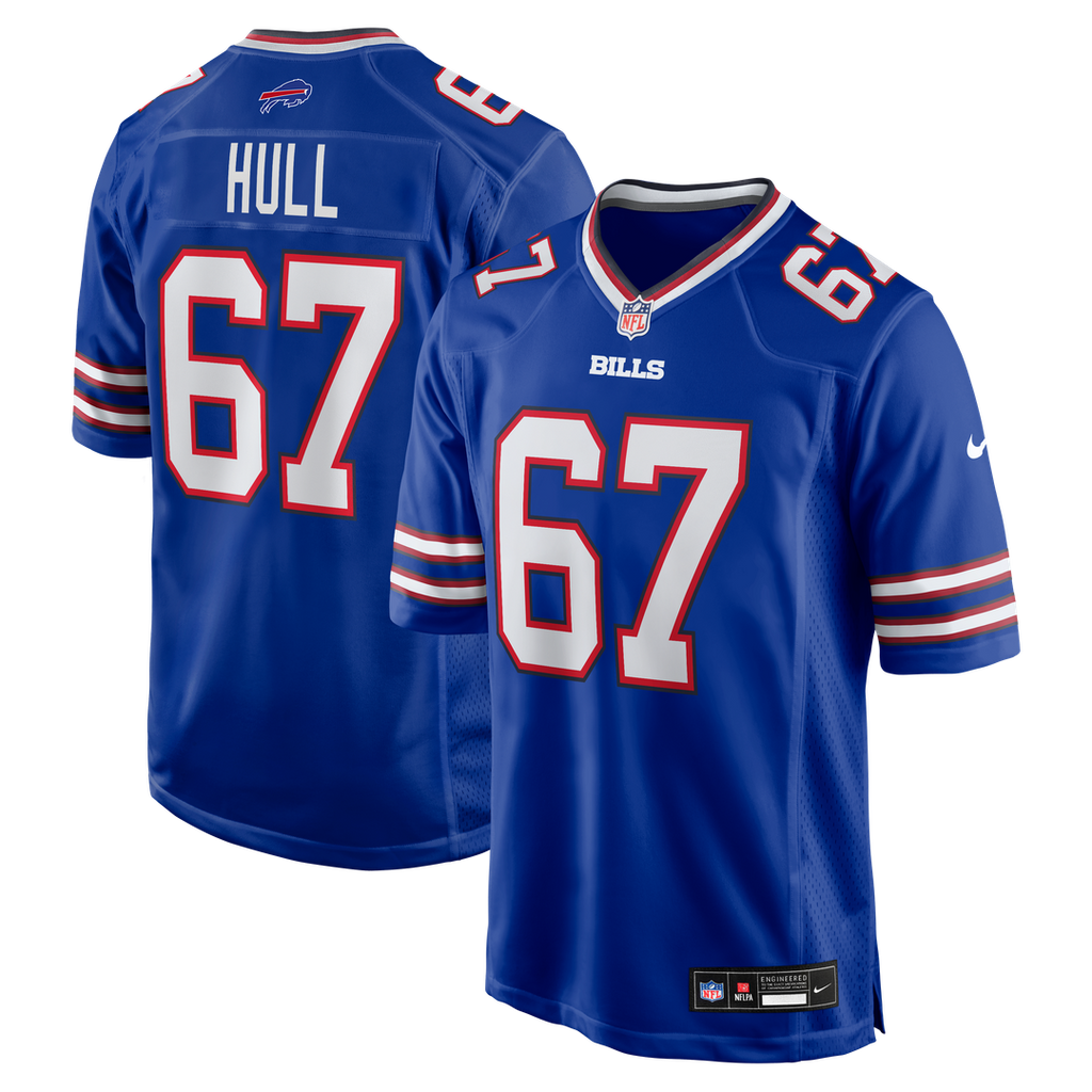 Buffalo Bills Kent Hull Nike Royal Game Retired Player Jersey product image 1, provided for visual reference and product