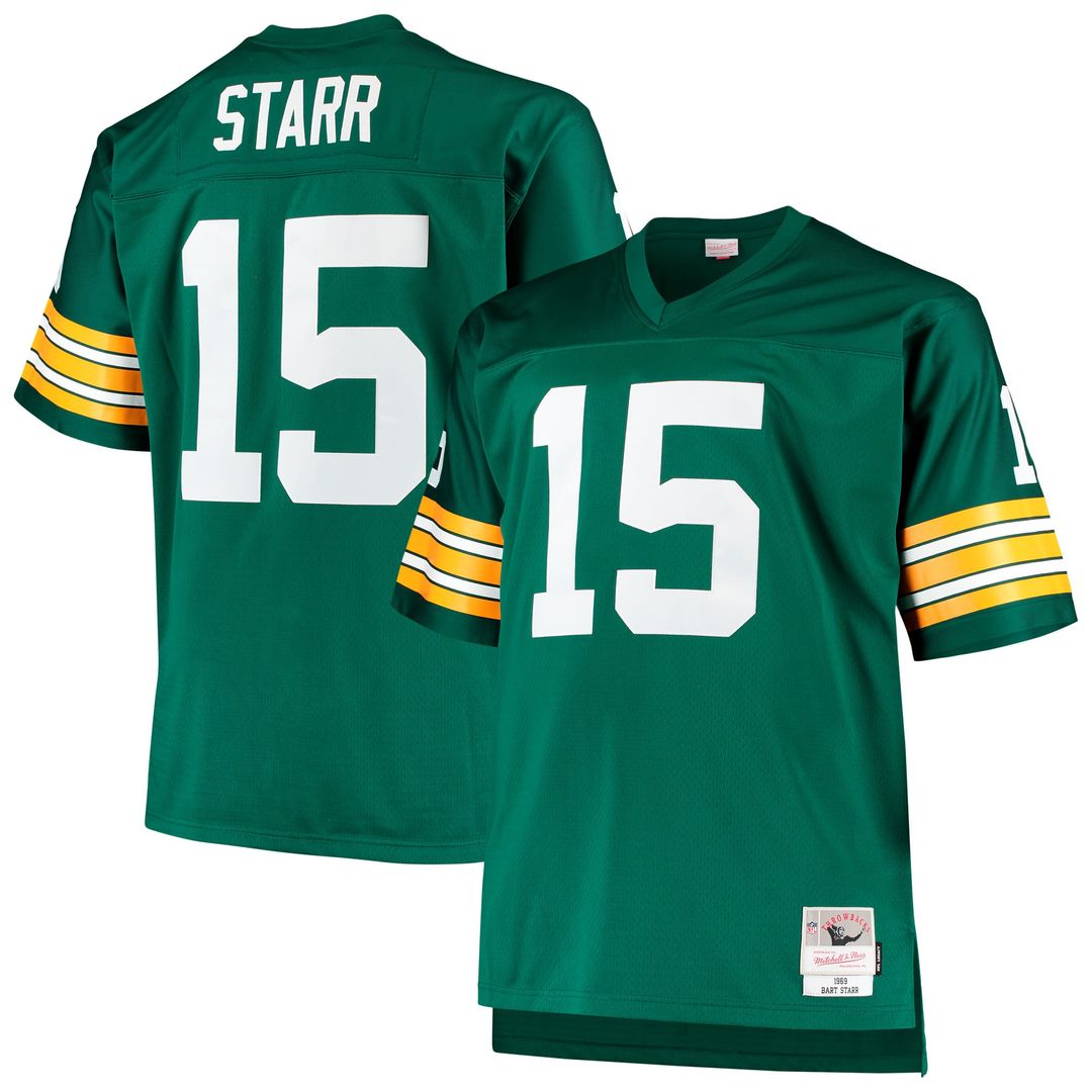 Green Bay Packers Bart Starr Mitchell & Ness Green Big & Tall 1968 Retired Player Replica Jersey product image 1, provided