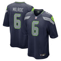 Seattle Seahawks Jalen Milroe Nike College Navy 2025 NFL Draft Game Jersey product image 1, provided for visual reference
