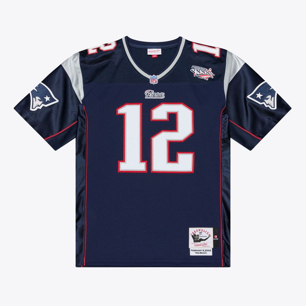 New England Patriots Tom Brady Mitchell & Ness Navy Super Bowl XXXVI Authentic Throwback Jersey product image 11, provided