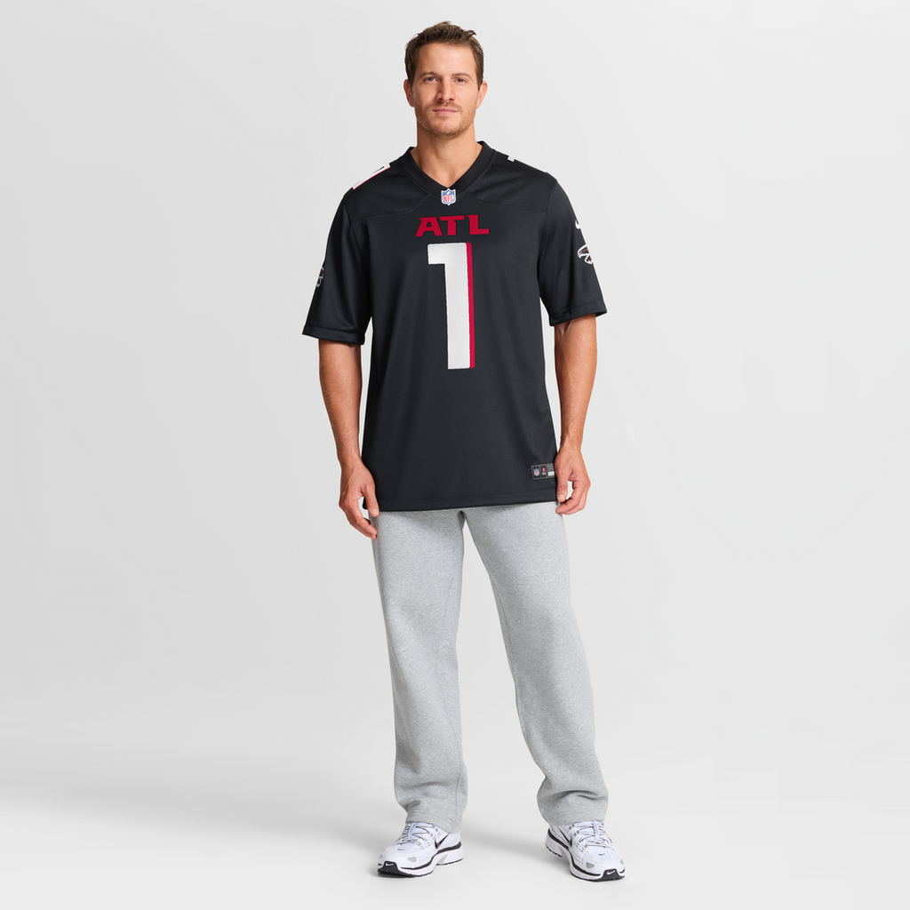 Atlanta Falcons Number 1 Groom Nike Black Game Jersey product image 7, provided for visual reference and product detail