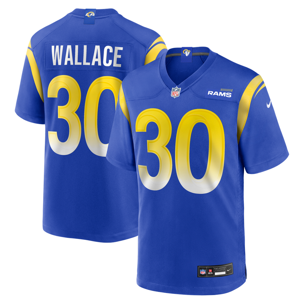 Los Angeles Rams Josh Wallace Nike Royal Game Jersey product image 1, provided for visual reference and product detail review