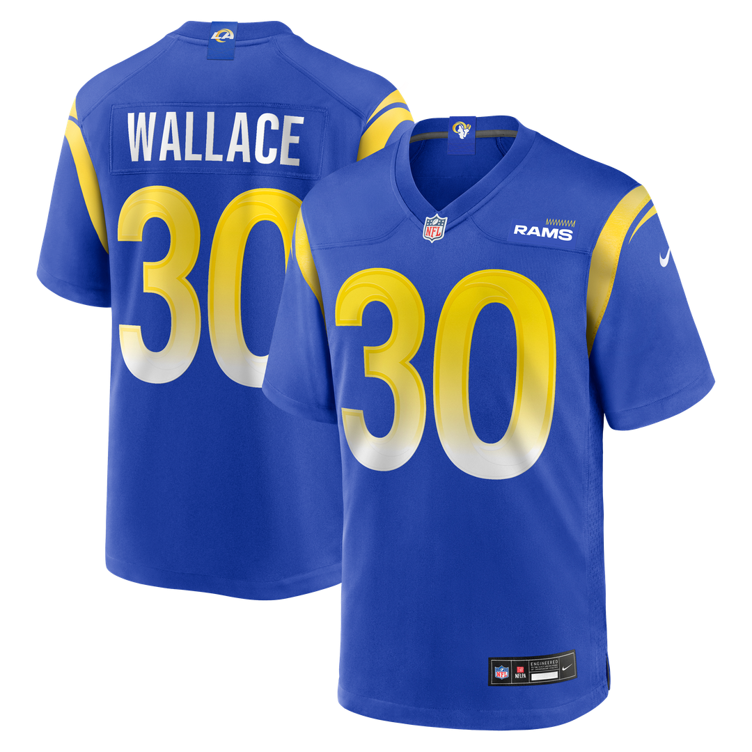 Los Angeles Rams Josh Wallace Nike Royal Game Jersey product image 1, provided for visual reference and product detail review