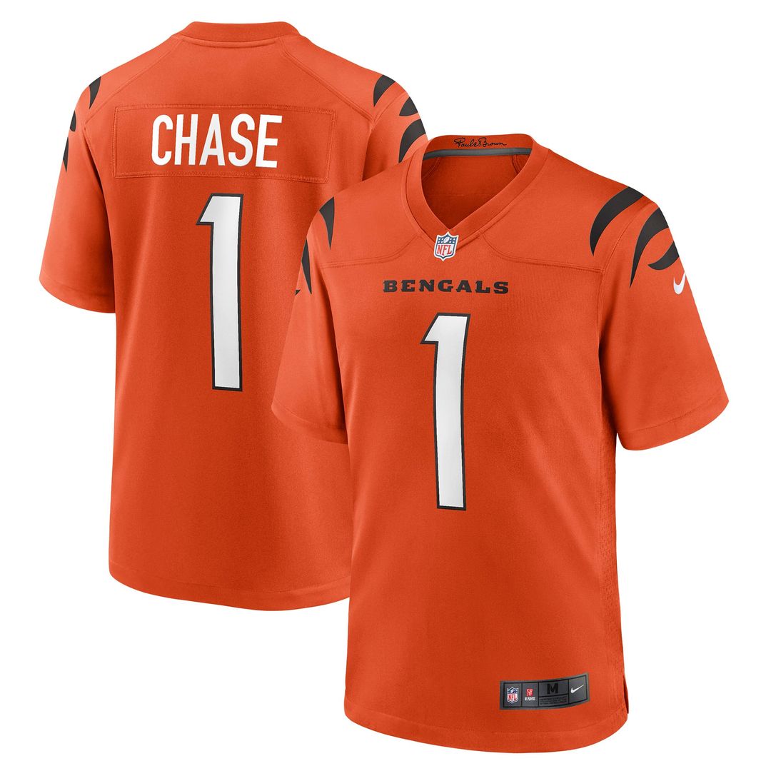 Cincinnati Bengals Ja'Marr Chase Nike Orange Alternate Game Jersey product image 7, provided for visual reference and