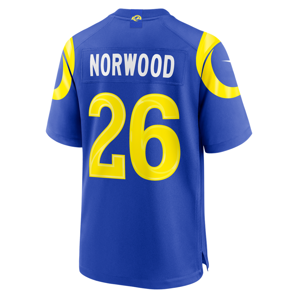 Los Angeles Rams Drey Norwood Nike Royal Game Jersey product image 3, provided for visual reference and product detail review