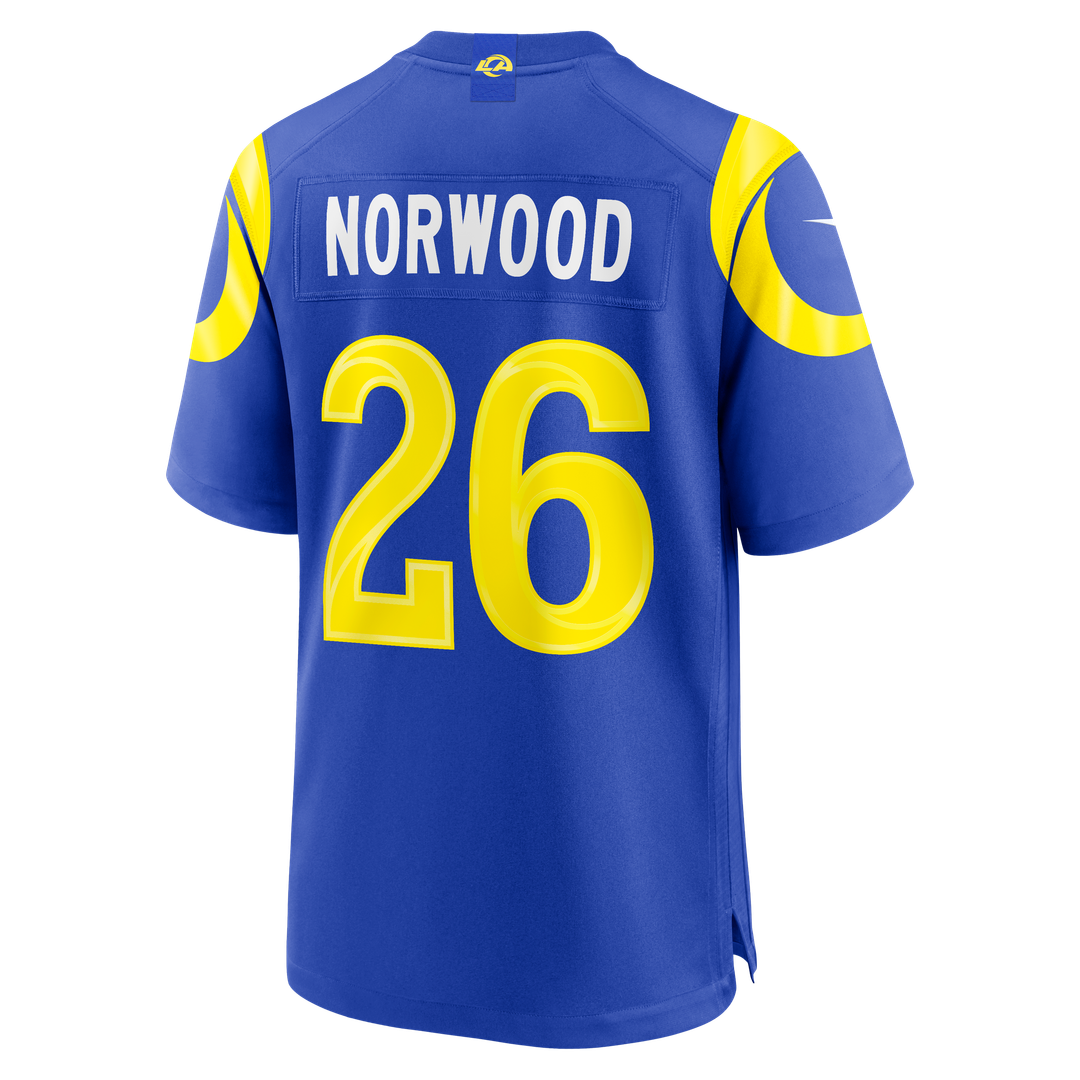 Los Angeles Rams Drey Norwood Nike Royal Game Jersey product image 3, provided for visual reference and product detail review