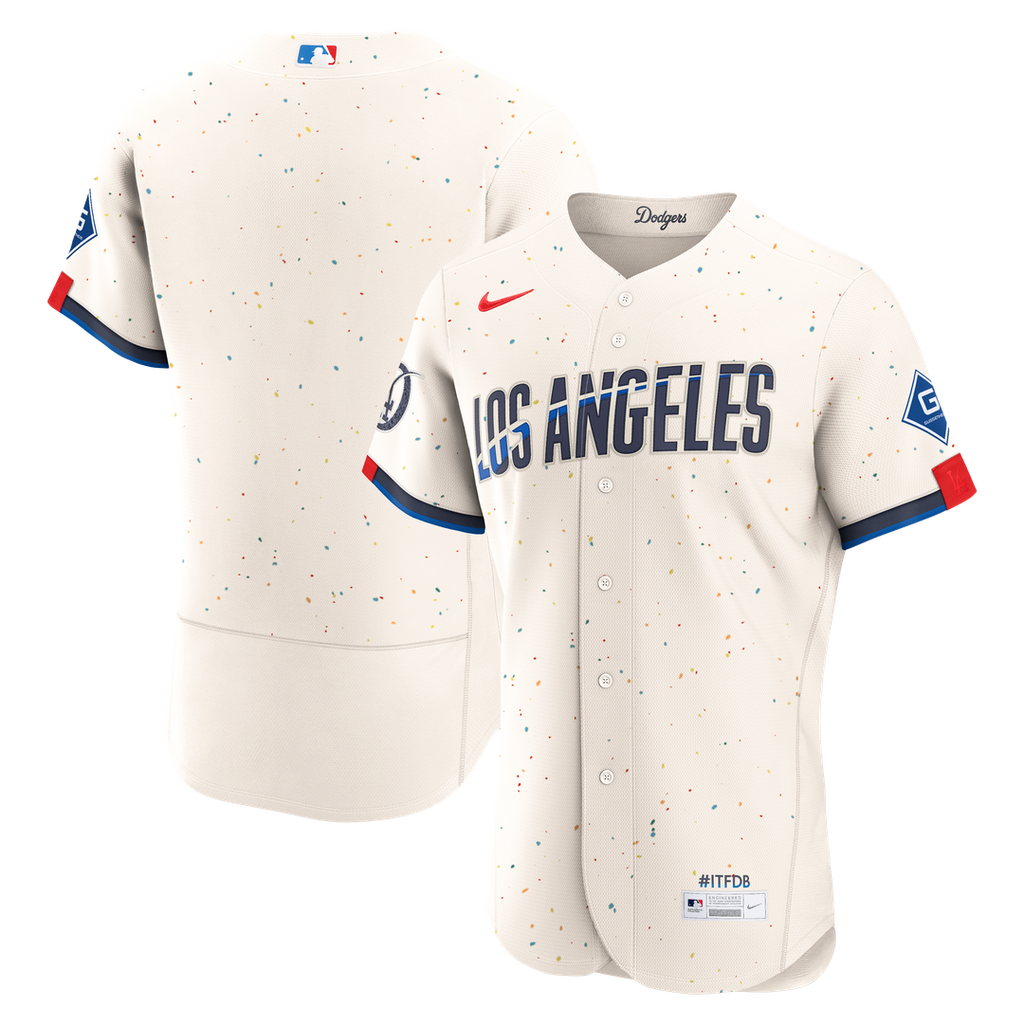Los Angeles Dodgers Nike Cream City Connect Authentic Sponsor Patch Jersey product image 1, provided for visual reference