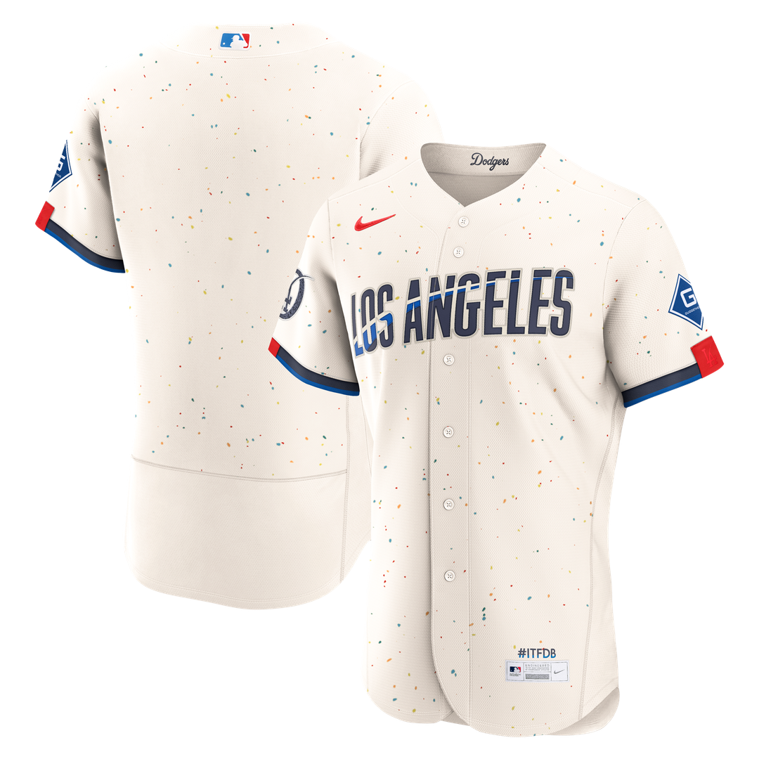 Los Angeles Dodgers Nike Cream City Connect Authentic Sponsor Patch Jersey product image 1, provided for visual reference