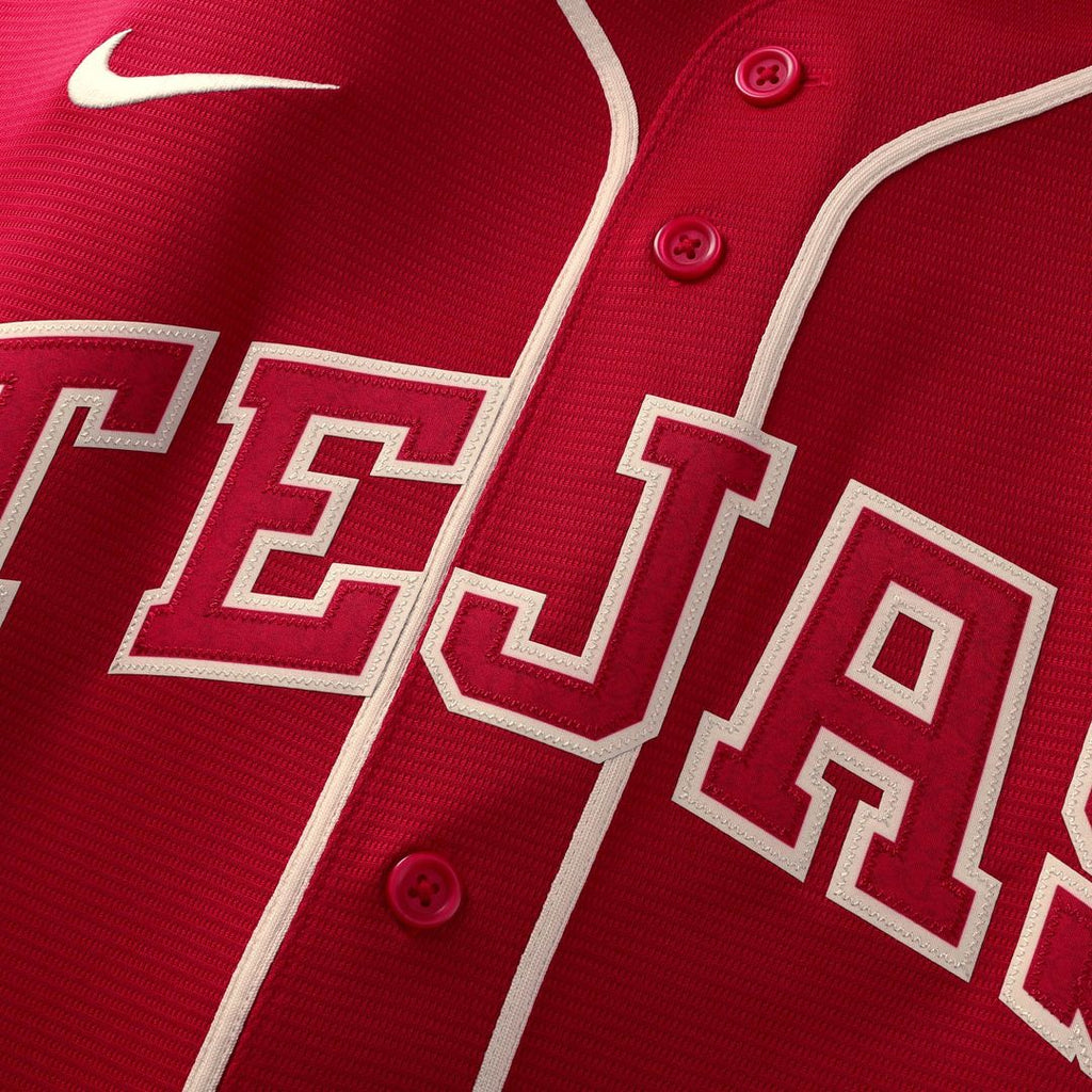 Texas Rangers Jacob deGrom Nike Red 2026 City Connect Stadium Jersey product image 4, provided for visual reference and