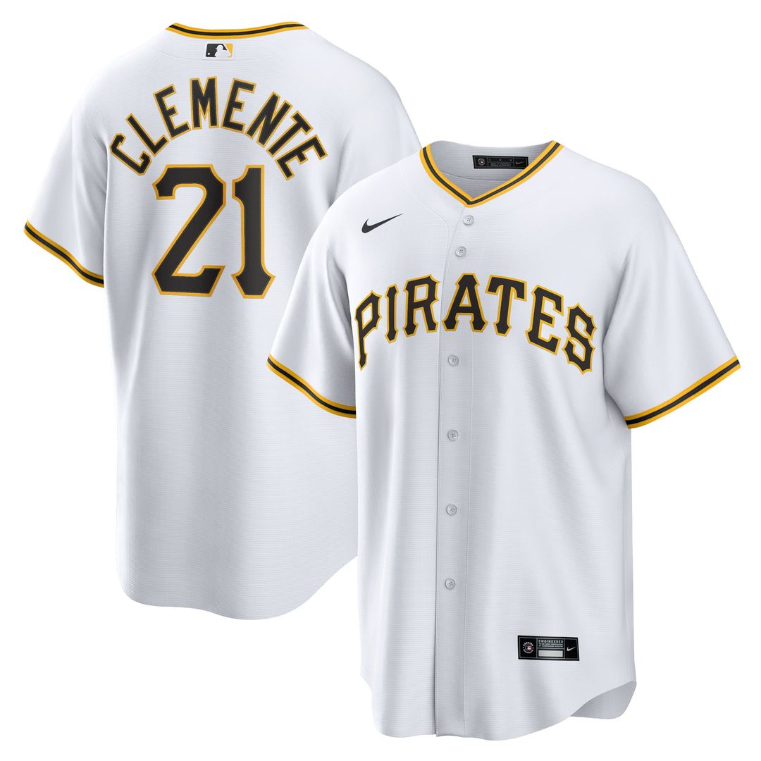 Pittsburgh Pirates Roberto Clemente Nike White Home Replica Player Name Jersey product image 1, provided for visual