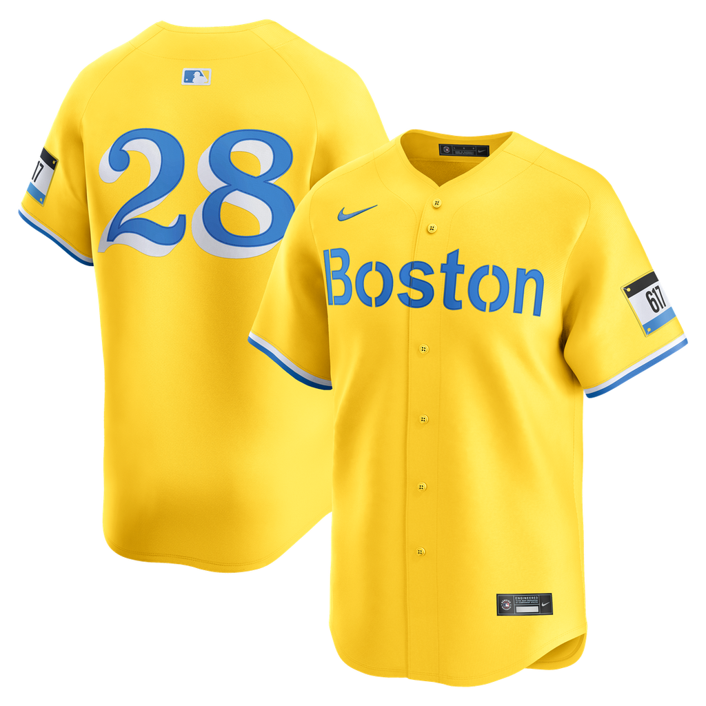 Boston Red Sox Kristian Campbell Nike Gold Alternate Limited Jersey product image 1, provided for visual reference and