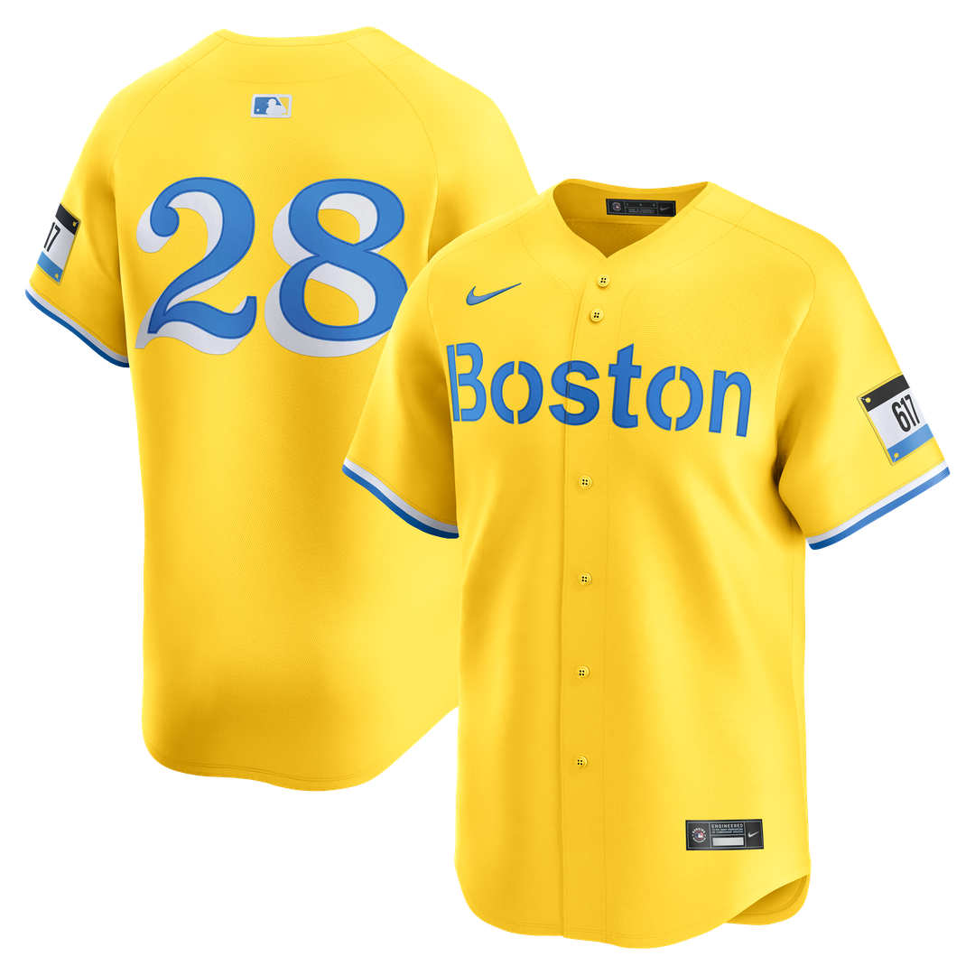 Boston Red Sox Kristian Campbell Nike Gold Alternate Limited Jersey product image 1, provided for visual reference and