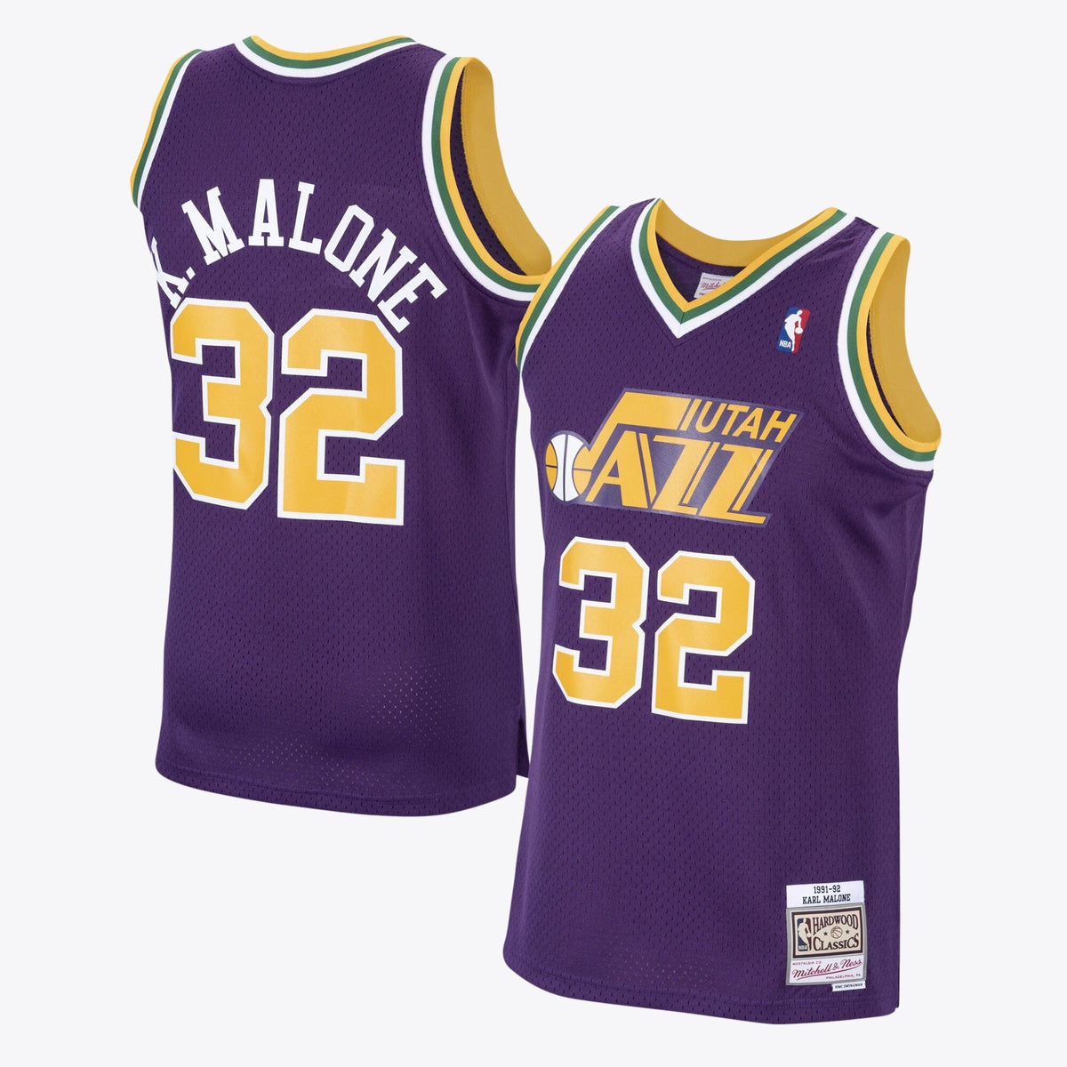 Utah Jazz Karl Malone 1991 Hardwood Classics Road Swingman Jersey by Mitchell & Ness - Purple product image 1, provided for
