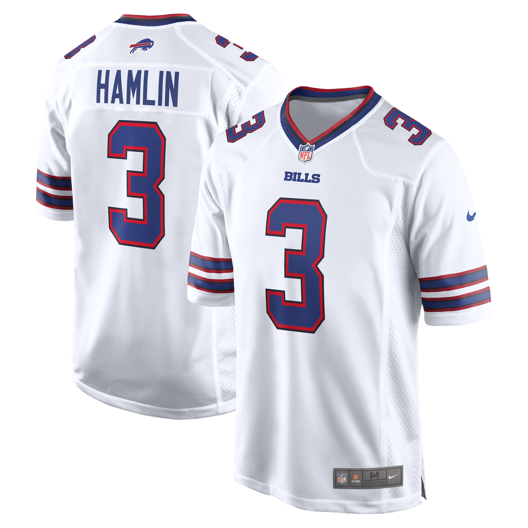 Buffalo Bills Damar Hamlin Nike White Game Jersey product image 4, provided for visual reference and product detail review