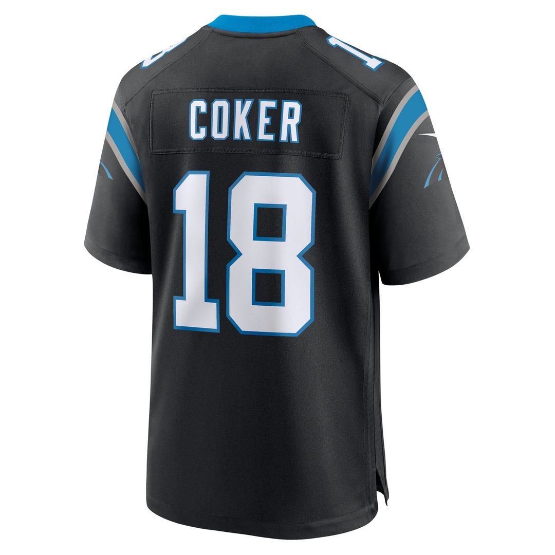Carolina Panthers Jalen Coker Nike Black Team Game Jersey product image 3, provided for visual reference and product detail