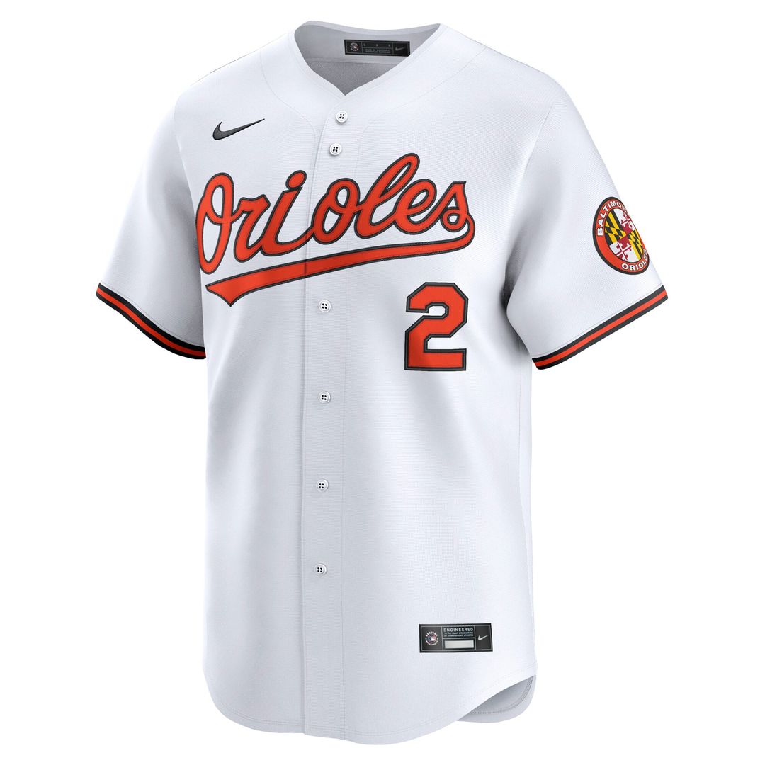 Baltimore Orioles Gunnar Henderson Nike White Home Limited Player Jersey product image 13, provided for visual reference and