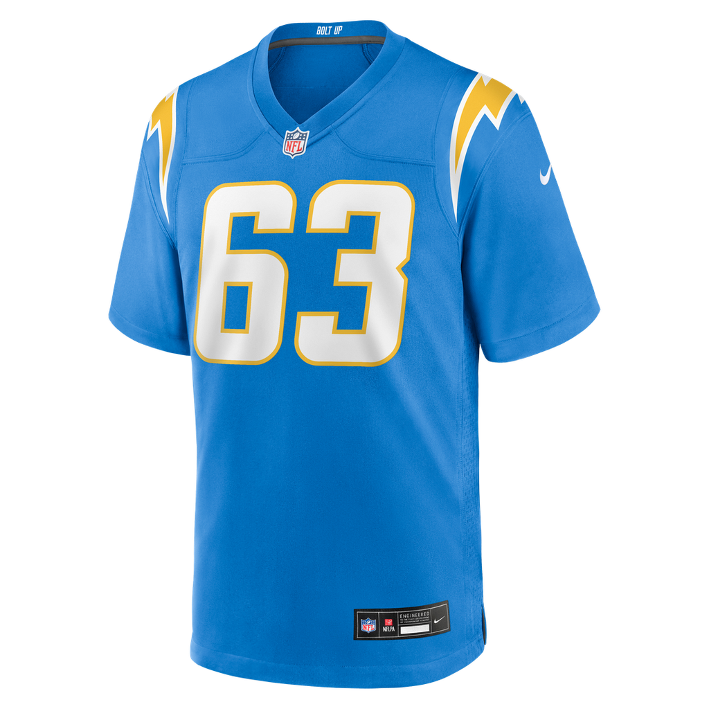 Los Angeles Chargers Tyler Biadasz Nike Powder Blue Team Game Jersey product image 2, provided for visual reference and