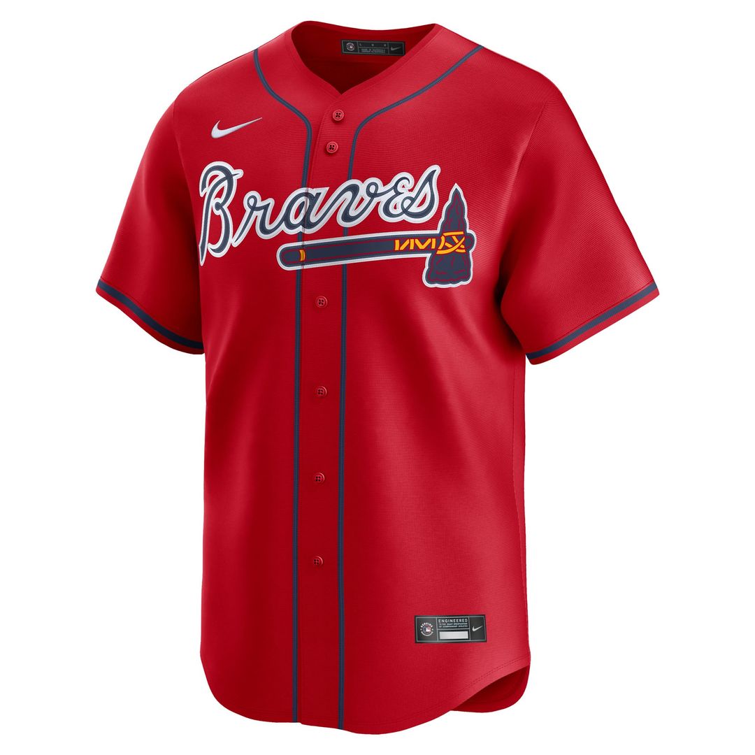 Atlanta Braves Nike Red Alternate Limited Jersey product image 5, provided for visual reference and product detail review