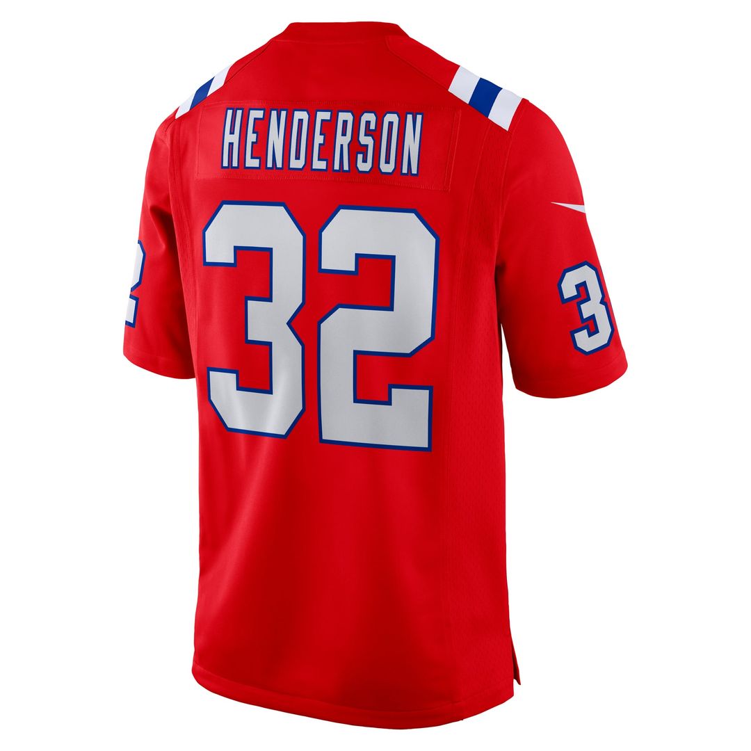 New England Patriots TreVeyon Henderson Nike Red Alternate Game Player Jersey product image 6, provided for visual reference