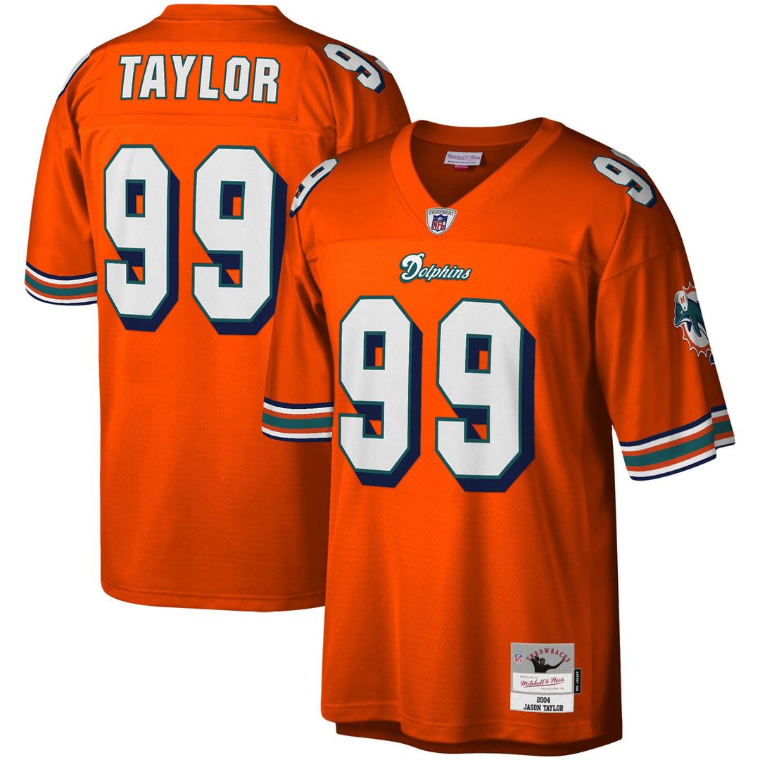 Miami Dolphins Jason Taylor Mitchell & Ness Orange Big & Tall 2004 Retired Player Replica Jersey product image 1, provided