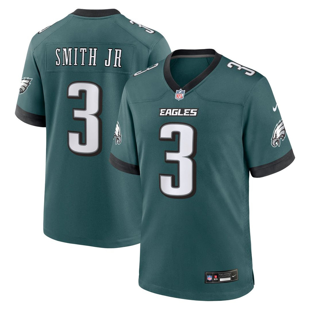 Philadelphia Eagles Nolan Smith Jr. Nike Midnight Green Team Game Jersey product image 1, provided for visual reference and