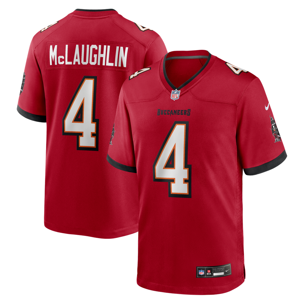 Tampa Bay Buccaneers Chase McLaughlin Nike Red Game Player Jersey product image 1, provided for visual reference and product