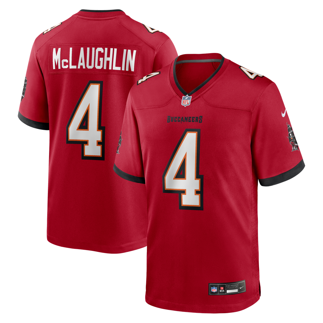 Tampa Bay Buccaneers Chase McLaughlin Nike Red Game Player Jersey product image 1, provided for visual reference and product