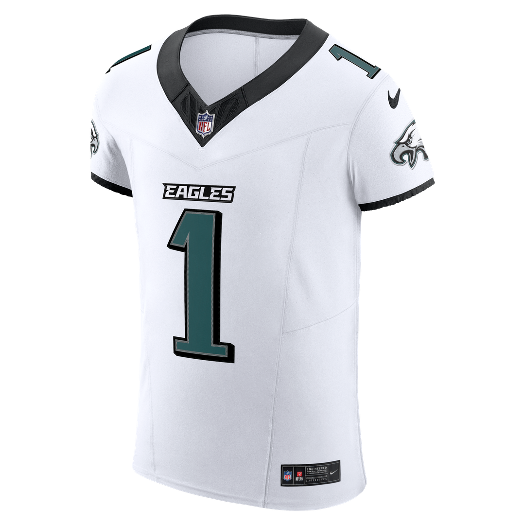 Philadelphia Eagles Jalen Hurts Nike White Vapor F.U.S.E. Elite Jersey product image 2, provided for visual reference and