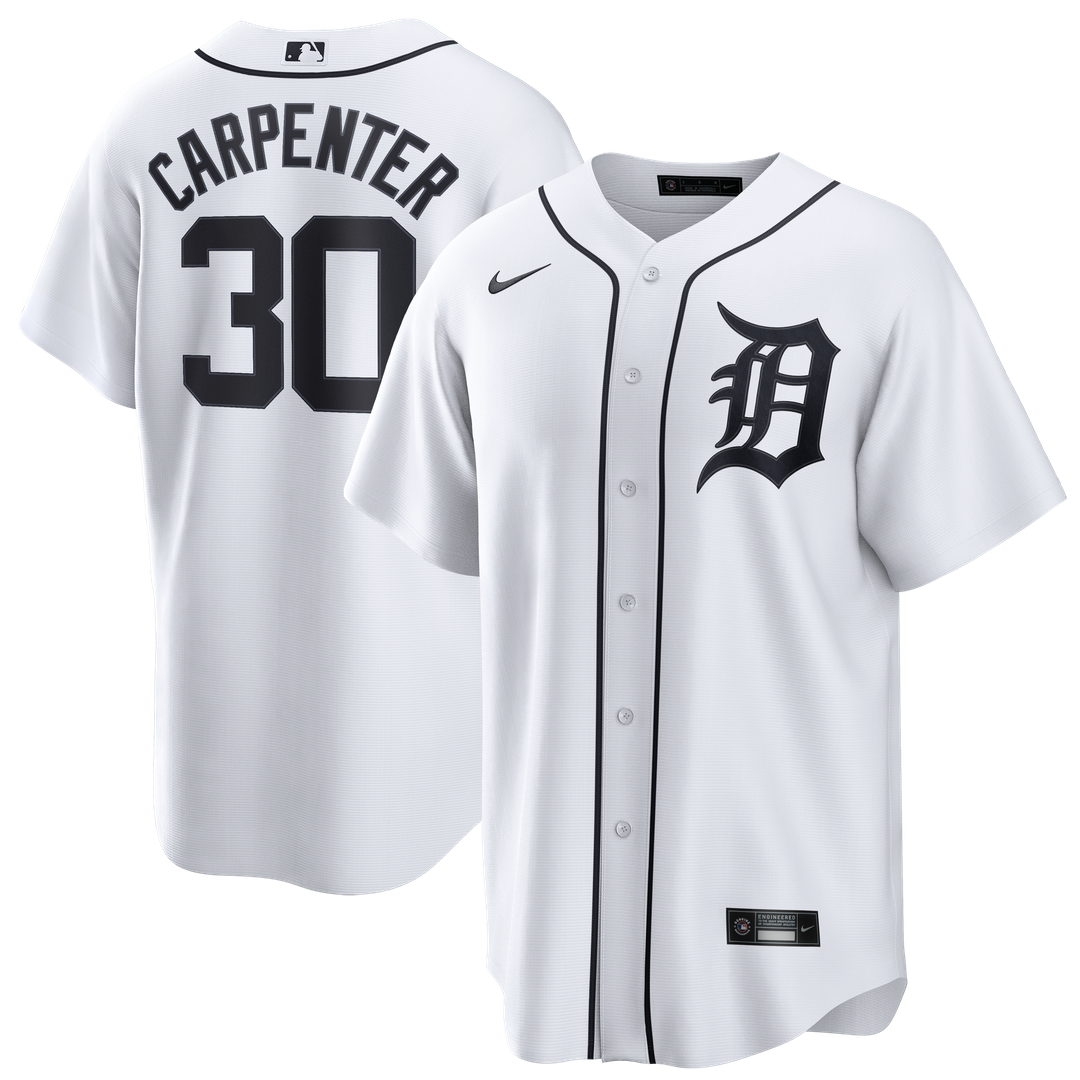 Detroit Tigers Kerry Carpenter Nike White Home Replica Jersey product image 1, provided for visual reference and product