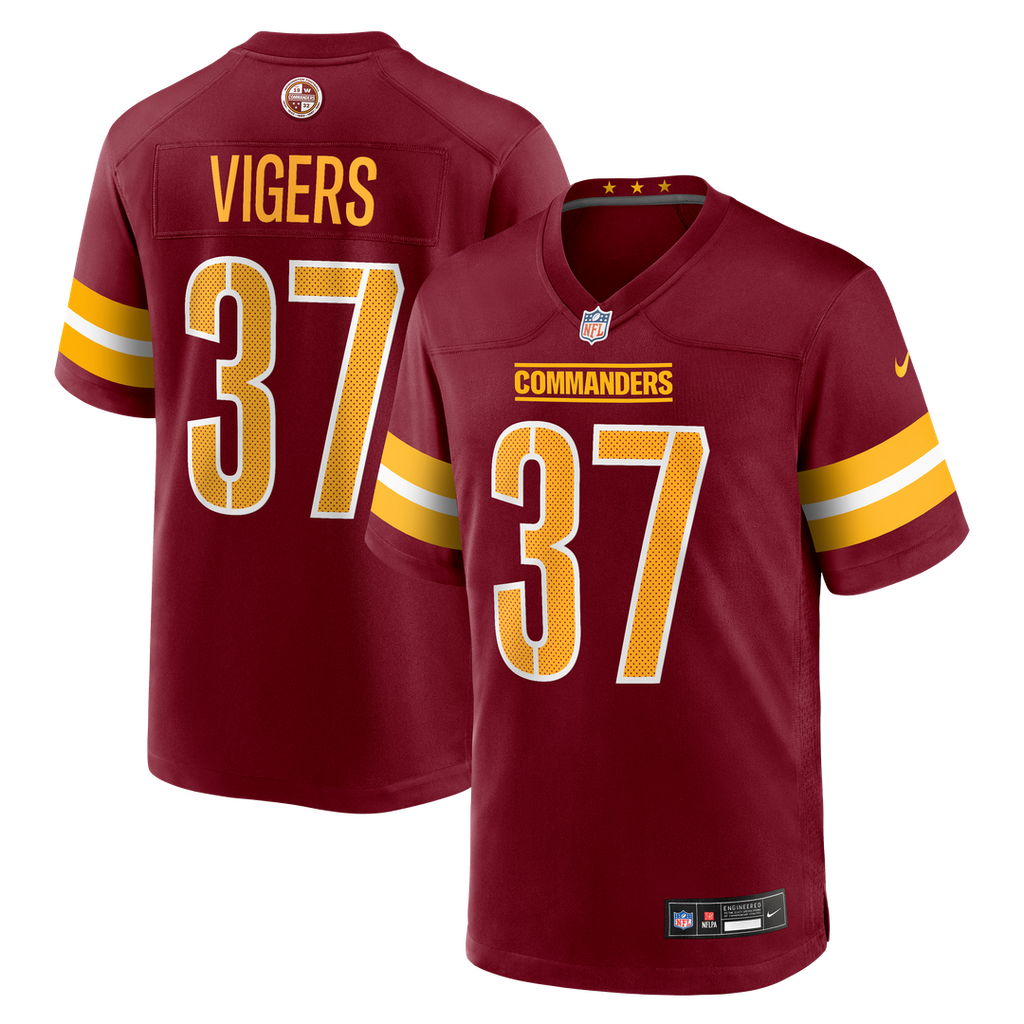 Washington Commanders Car'lin Vigers Nike Burgundy Team Game Jersey product image 1, provided for visual reference and